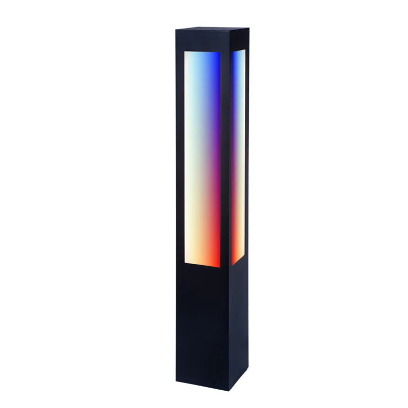 Black Westgate RGB Square 40 Inch LED Bollard with long frosted lens, 34W exterior lighting fixture.