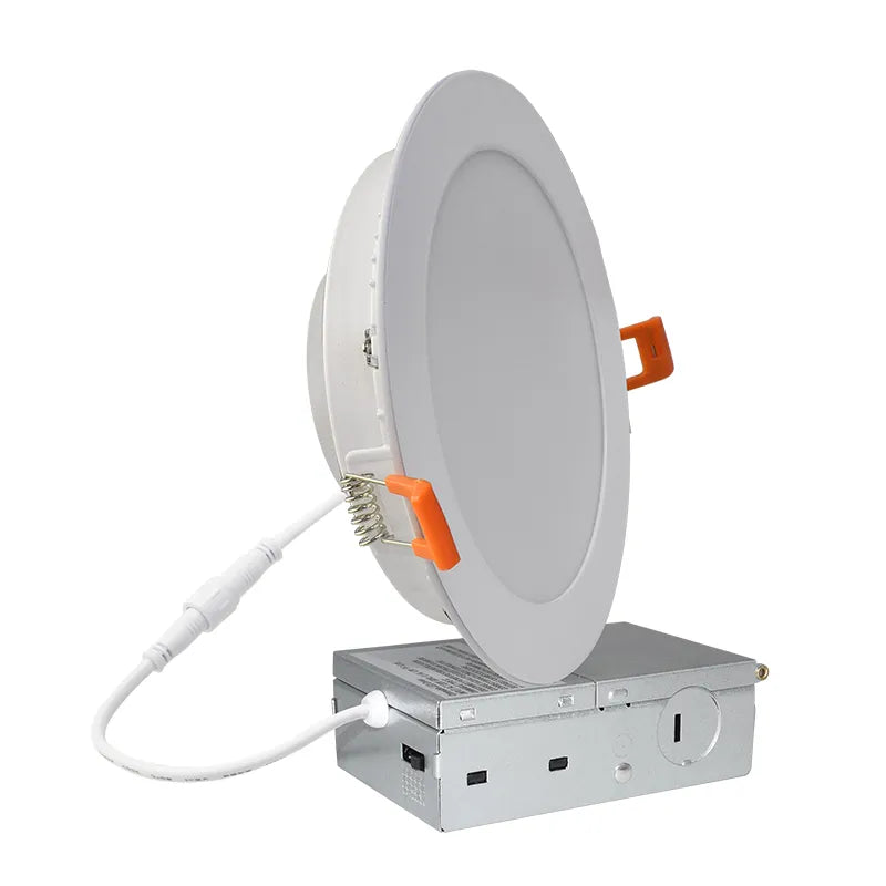 Westgate RGB Ultra Slim 6-inch canless LED wafer light with 12W, showcasing its slim design and colorful lighting features.