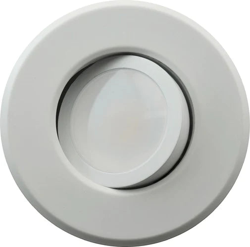 4-inch white Nicor LED recessed downlight with gimbal for adjustable lighting, 2700K warm white, retrofit kit for ceiling installation.