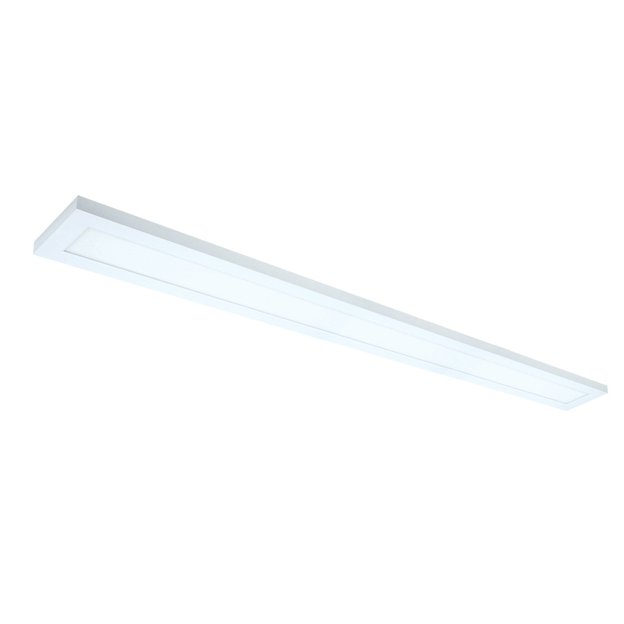 Nuvo 30W 3000K white surface mount LED lighting fixture, 5-inch by 3-foot, modern design for indoor illumination.