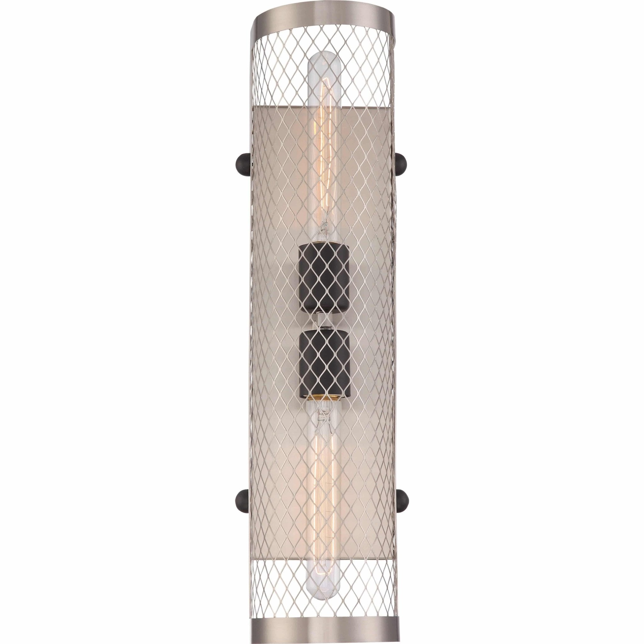Nuvo Bandit 2 Light 120W brushed nickel wall sconce fixture with modern design and dual light sources.