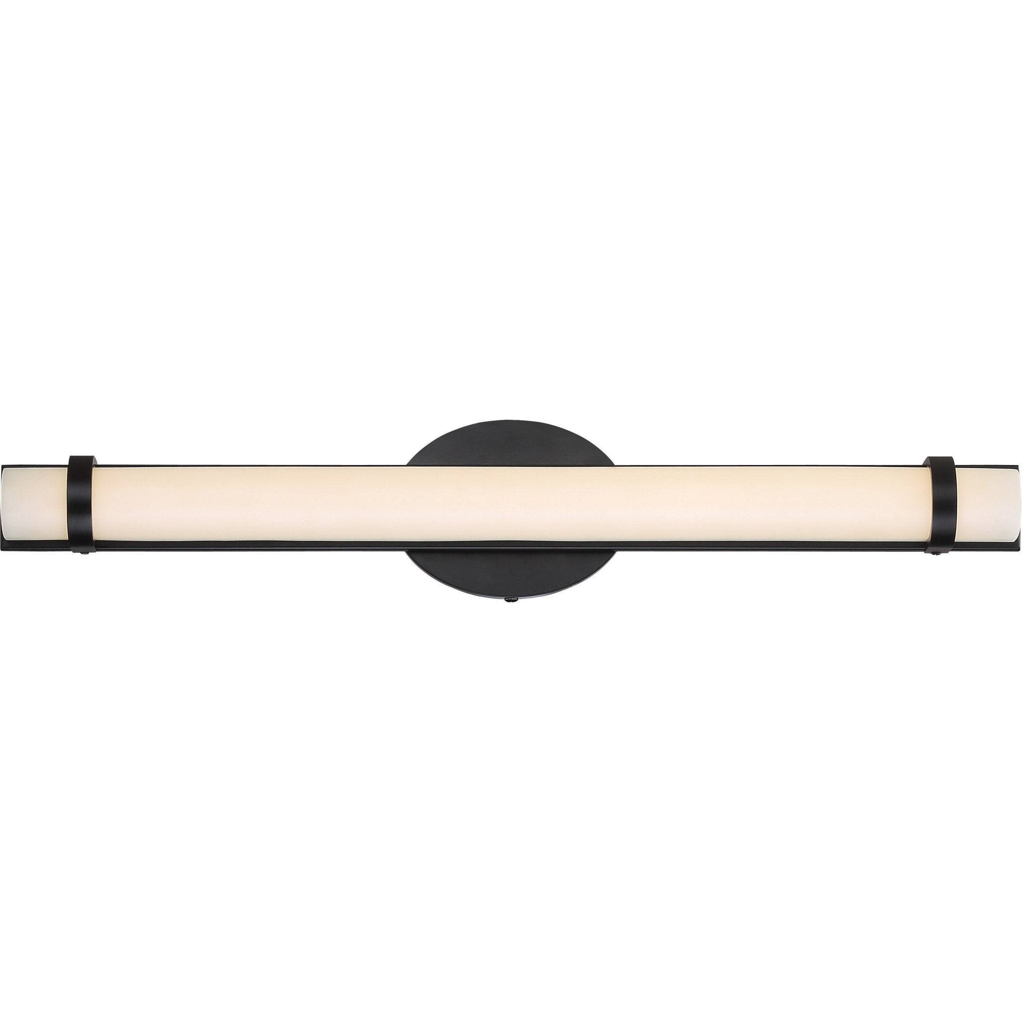 Nuvo Slice 36-inch LED vanity light fixture in aged bronze finish, modern lighting for bathroom or vanity area.