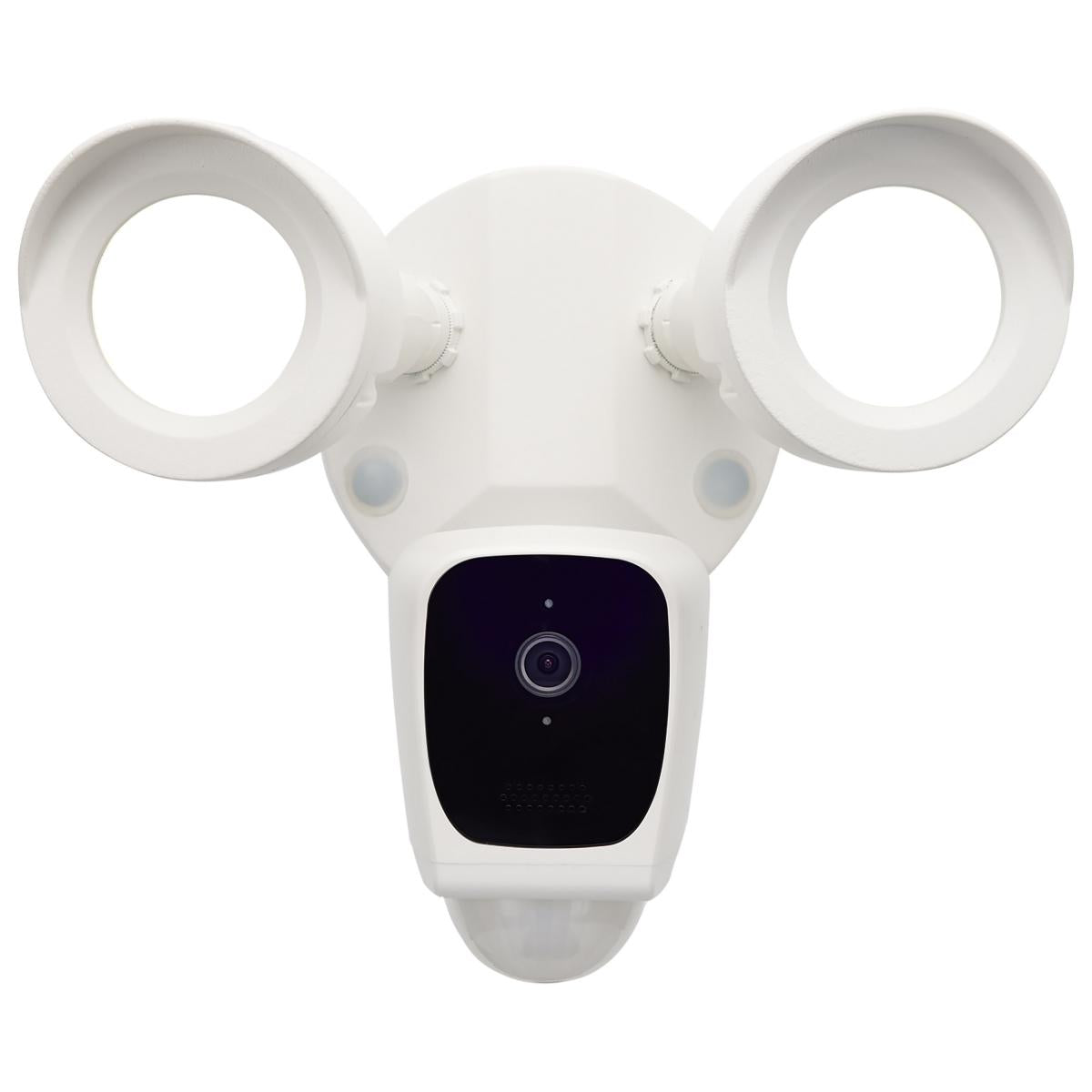 Satco Bullet Outdoor SMART Security Camera with Starfish enabled in white finish, weather-resistant exterior lighting fixture.