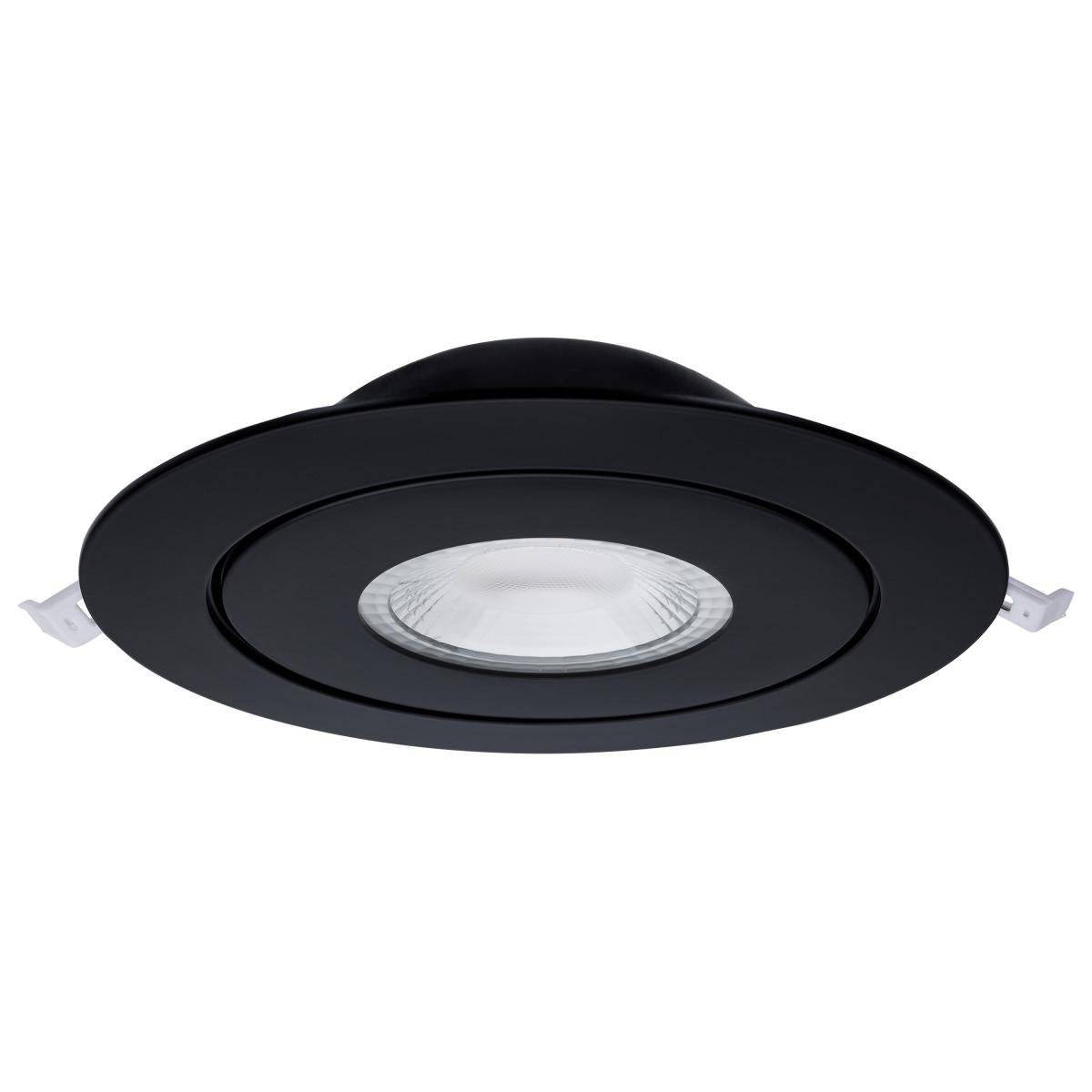 15 Watt; CCT Selectable; LED Direct Wire Downlight; Gimbaled; 6 Inch Round; Remote Driver; Black - Green Lighting Wholesale