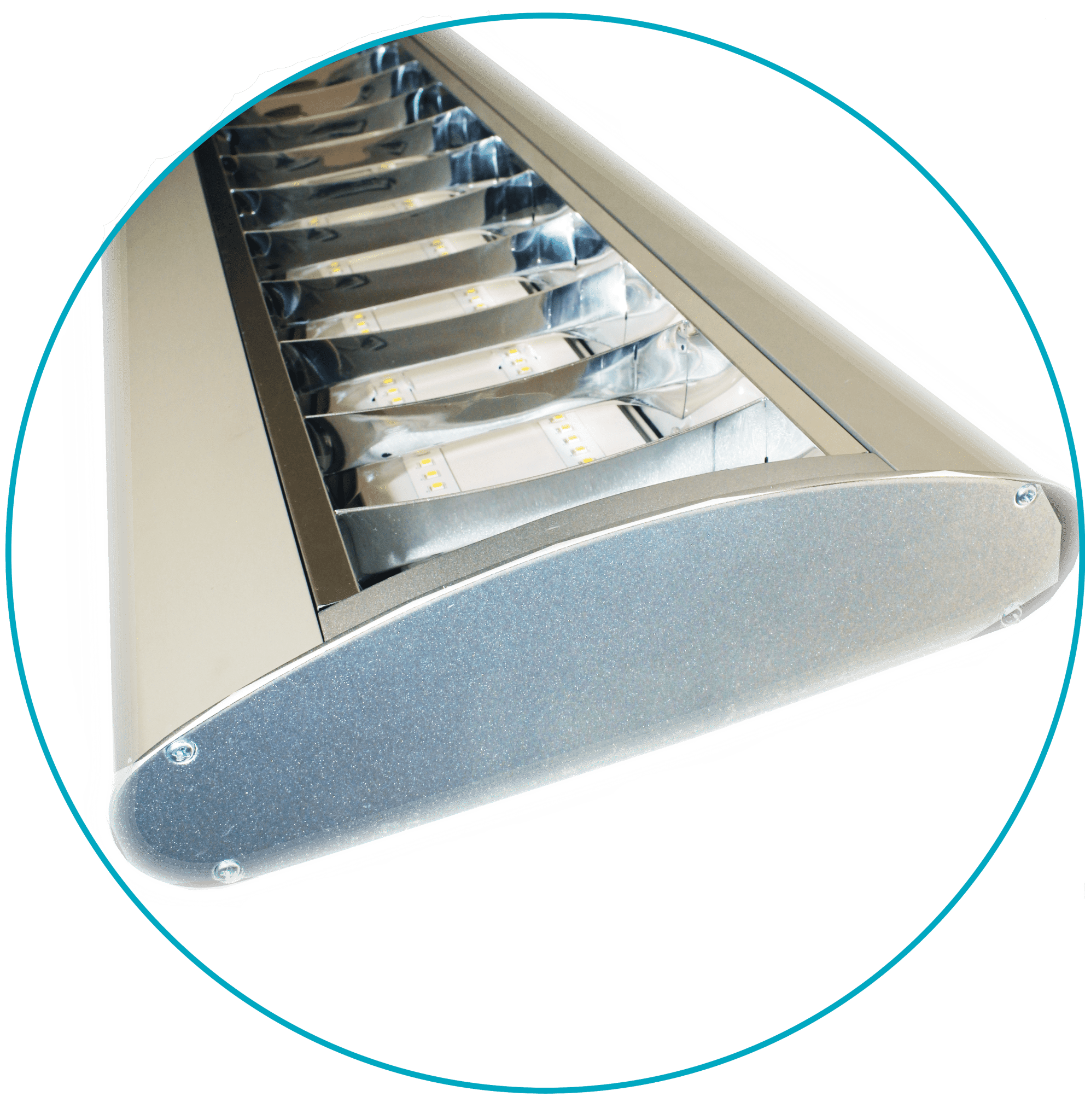 Westgate LED architectural parabolic light fixture, 40W, 35K, suitable for suspended or surface mounting, modern LED lighting design.